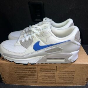 Nike Air Max 90 Shoes Mens White Gray Blue Sneakers DM0029-110